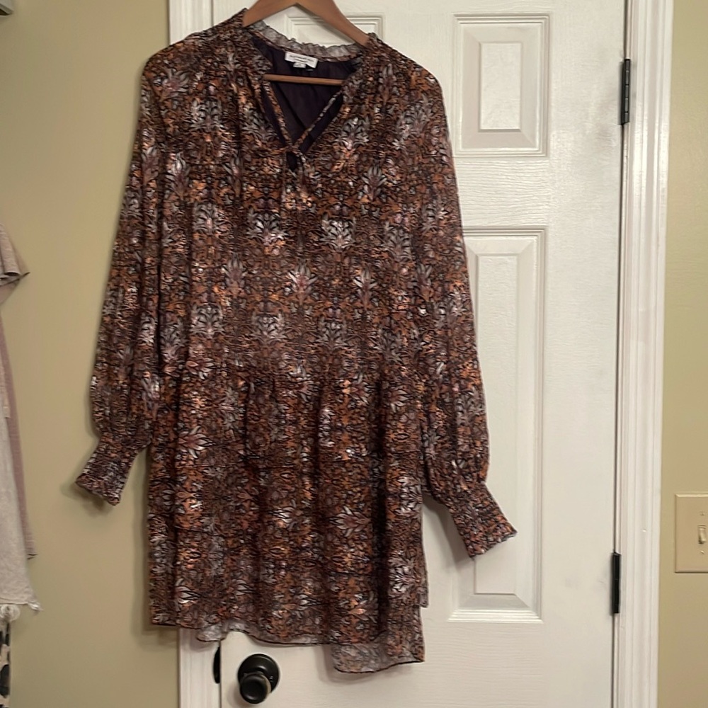 Current Air gold blue dress formal Anthropologie $98
